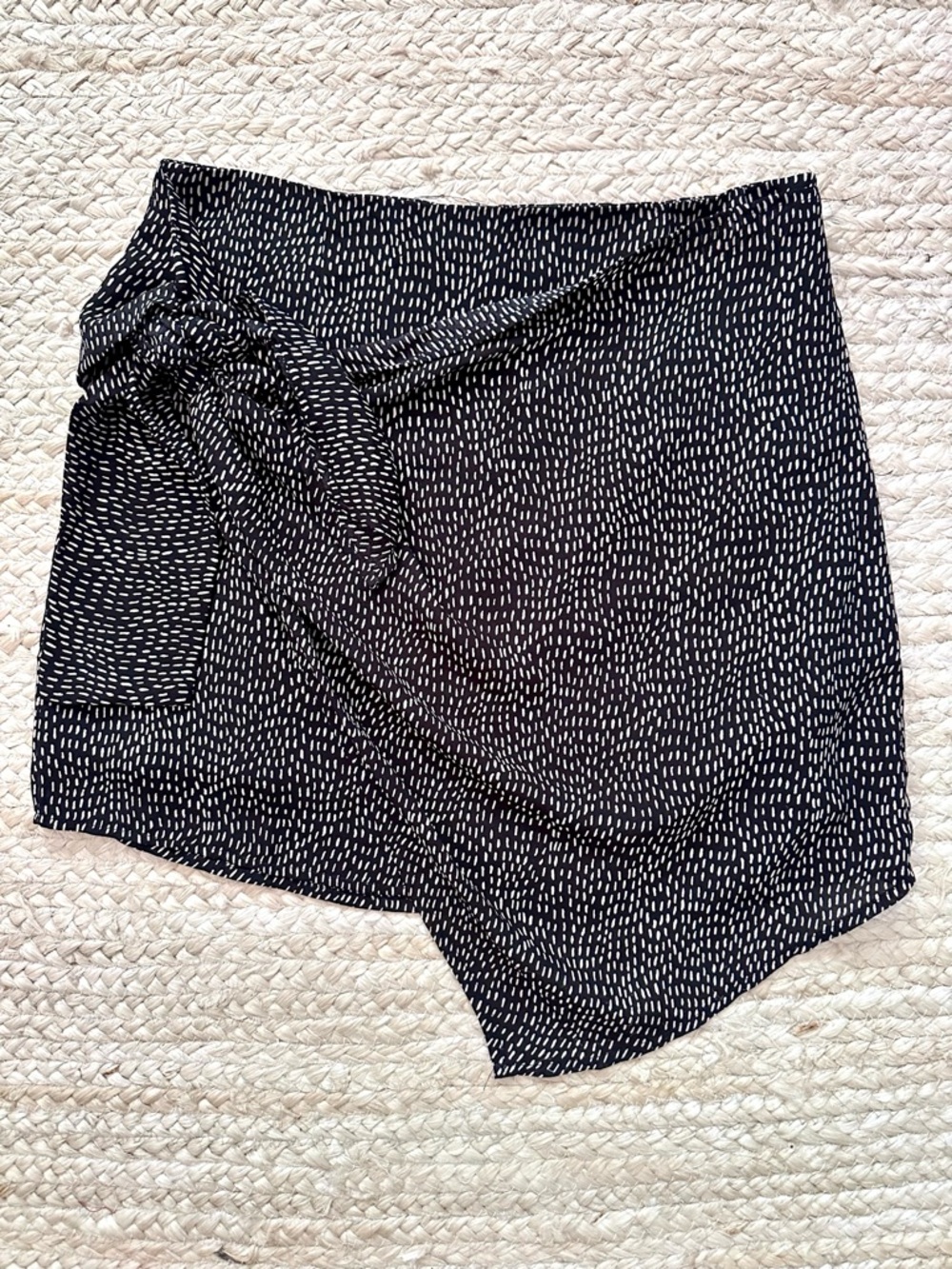 Hummingbird Black with White Dash Pattern Tie-Waist Skort